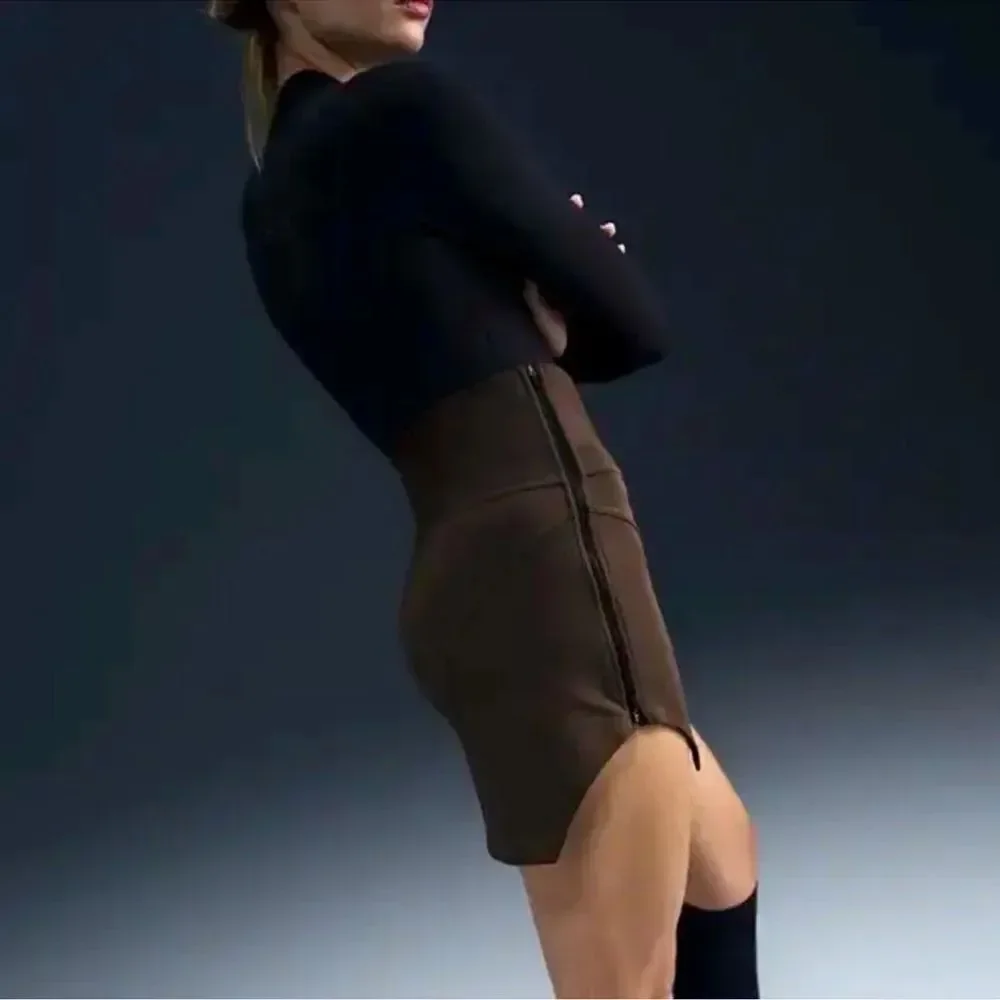 Nike Sportswear Tech Fleece High-Waisted Brown Mini Skirt
